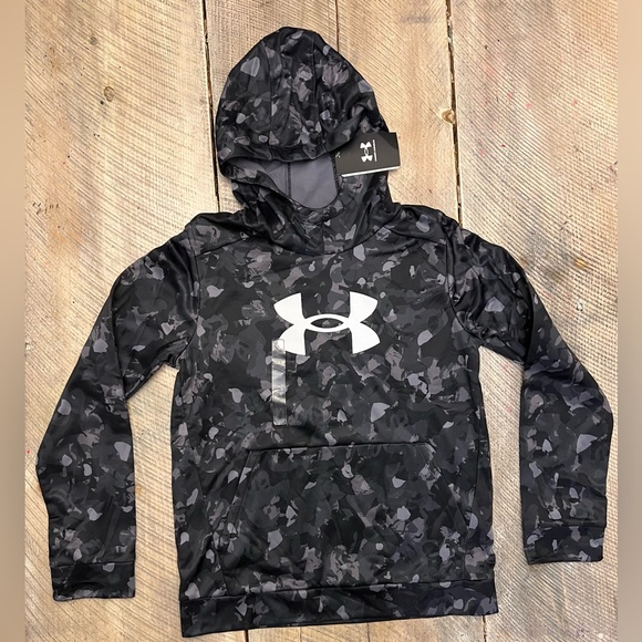 Under Armour Other - Under Armour Hoodie Kids Youth Large YL Black Camo NEW Armour Fleece 1389394